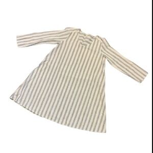 Eileen Fisher Lightweight Cotton/Linen Striped Swing Dress V-Neck.  Sz XS.  EUC!